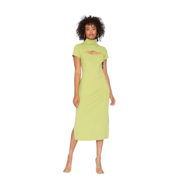 Revolve Callahan Knitwear NWT Green Cut Out Short Sleeve Midi Dress Size Small - Picture 1 of 3